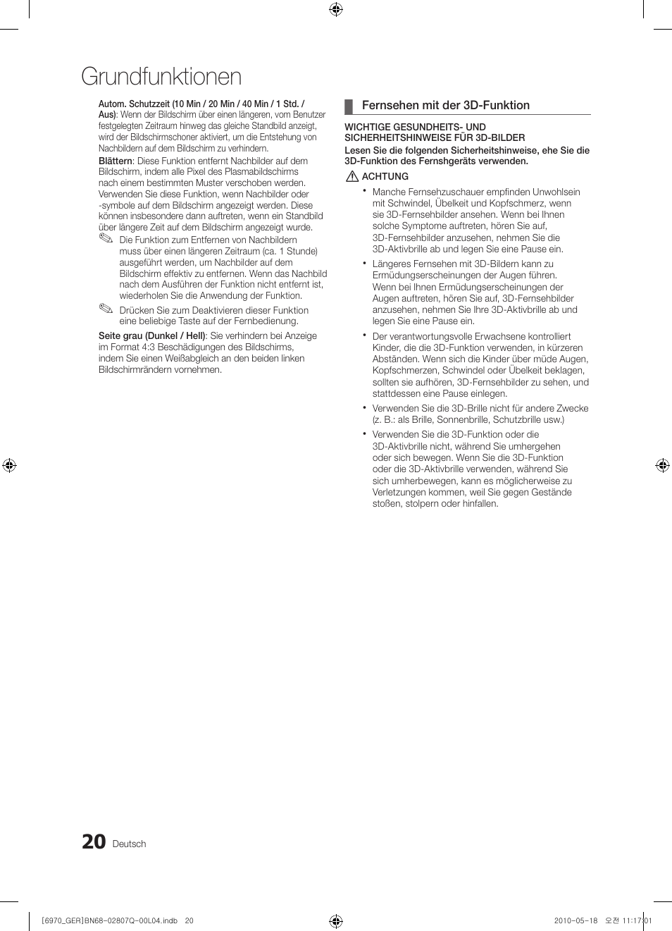 Grundfunktionen | Samsung PS50C6970YS User Manual | Page 84 / 256