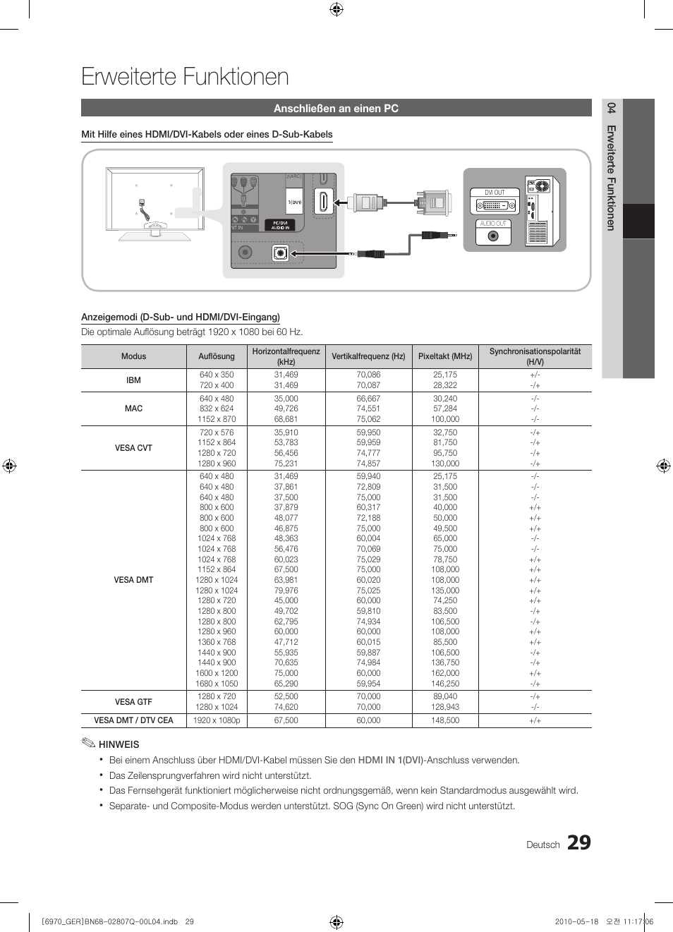 Erweiterte funktionen | Samsung PS50C6970YS User Manual | Page 93 / 256