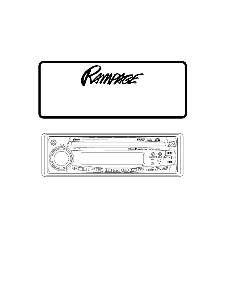 Audiovox Rampage ACD28 User Manual | 20 pages