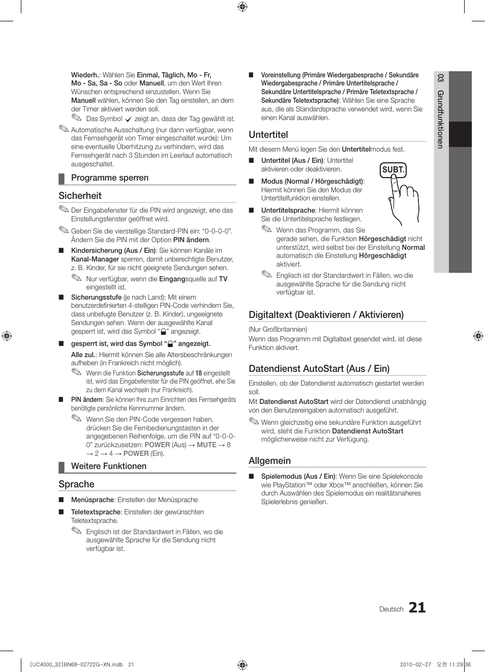 Samsung UE32C4000PW User Manual | Page 109 / 177