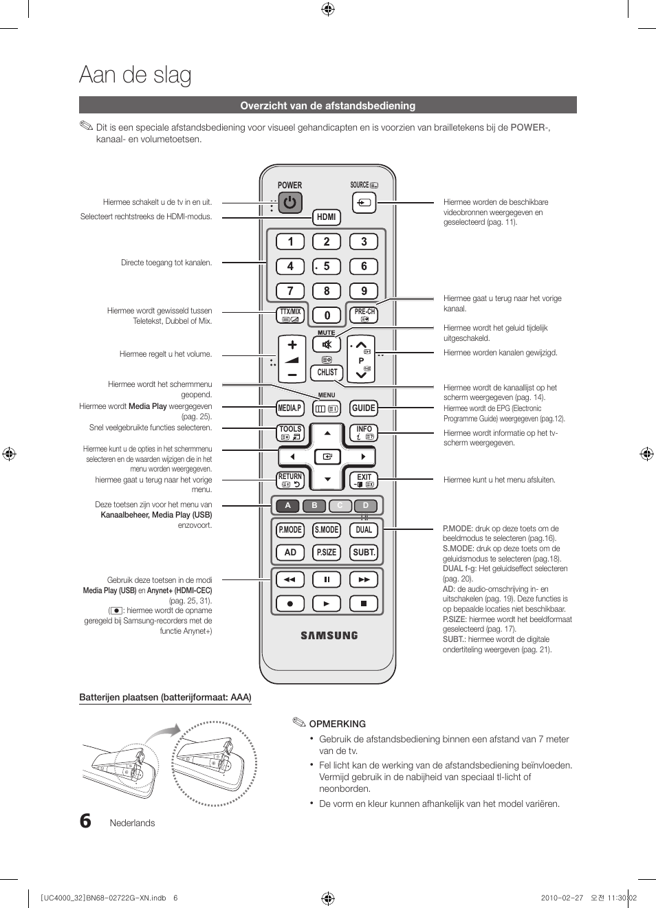 Aan de slag | Samsung UE32C4000PW User Manual | Page 138 / 177