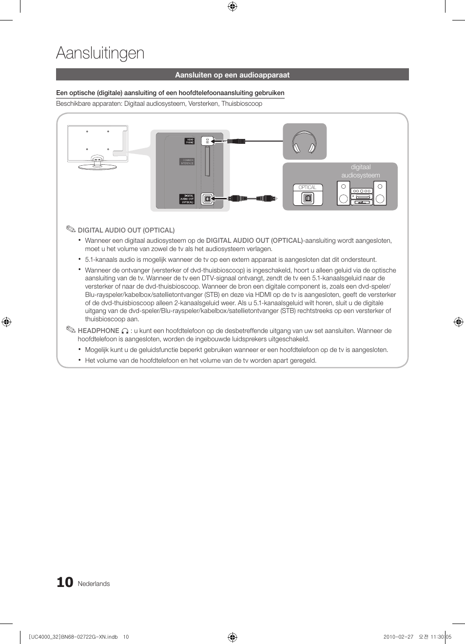 Aansluitingen | Samsung UE32C4000PW User Manual | Page 142 / 177