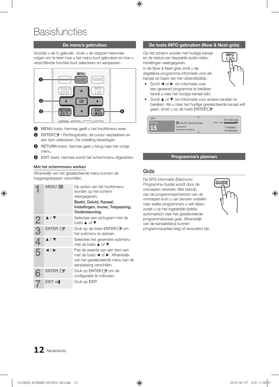 Basisfuncties, Gids | Samsung UE32C4000PW User Manual | Page 144 / 177