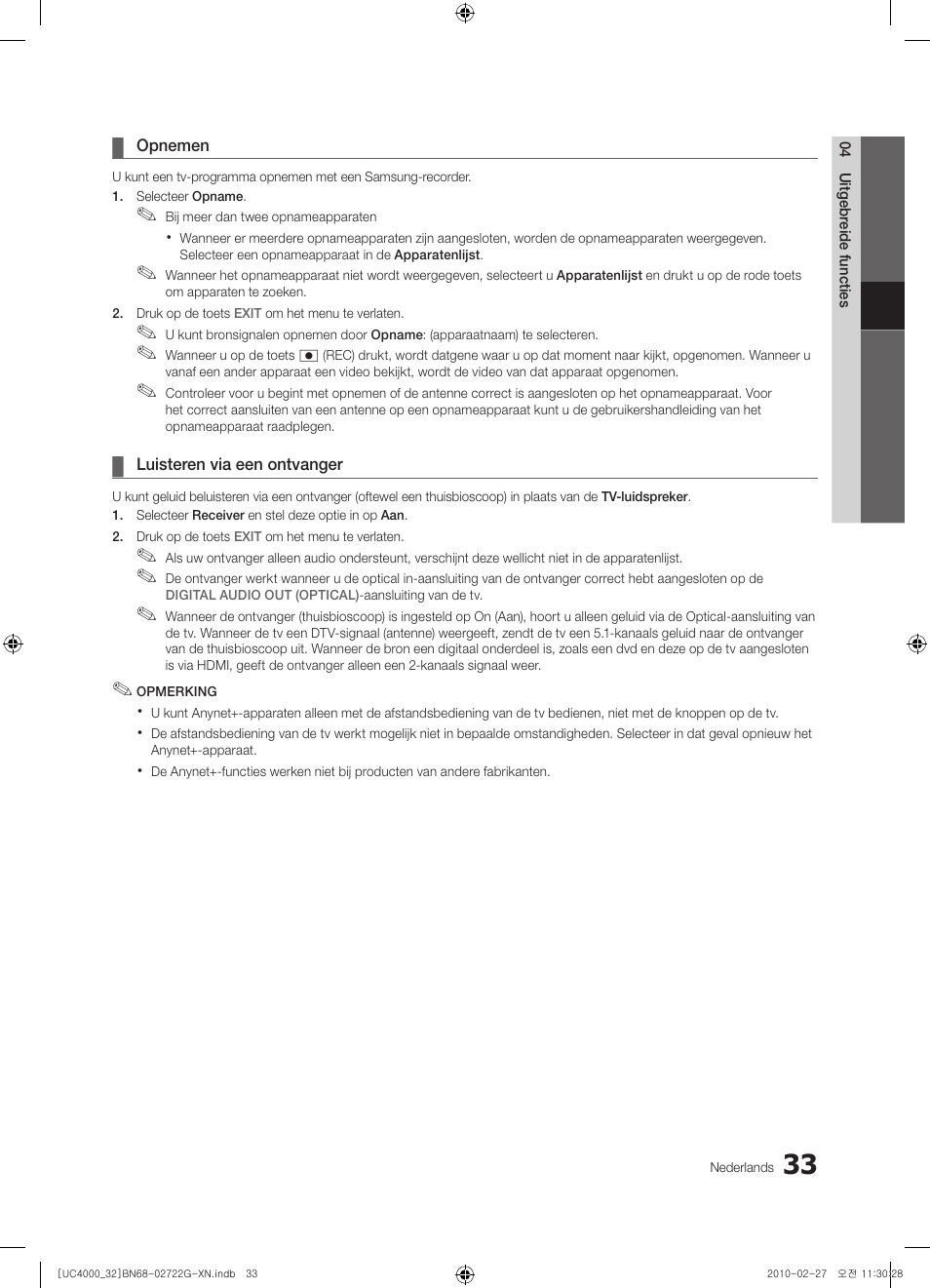 Samsung UE32C4000PW User Manual | Page 165 / 177
