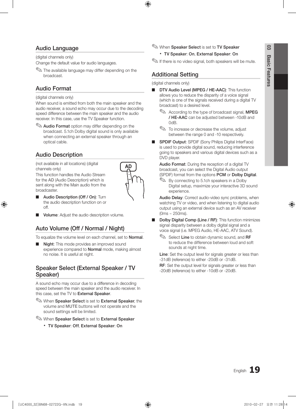 Samsung UE32C4000PW User Manual | Page 19 / 177