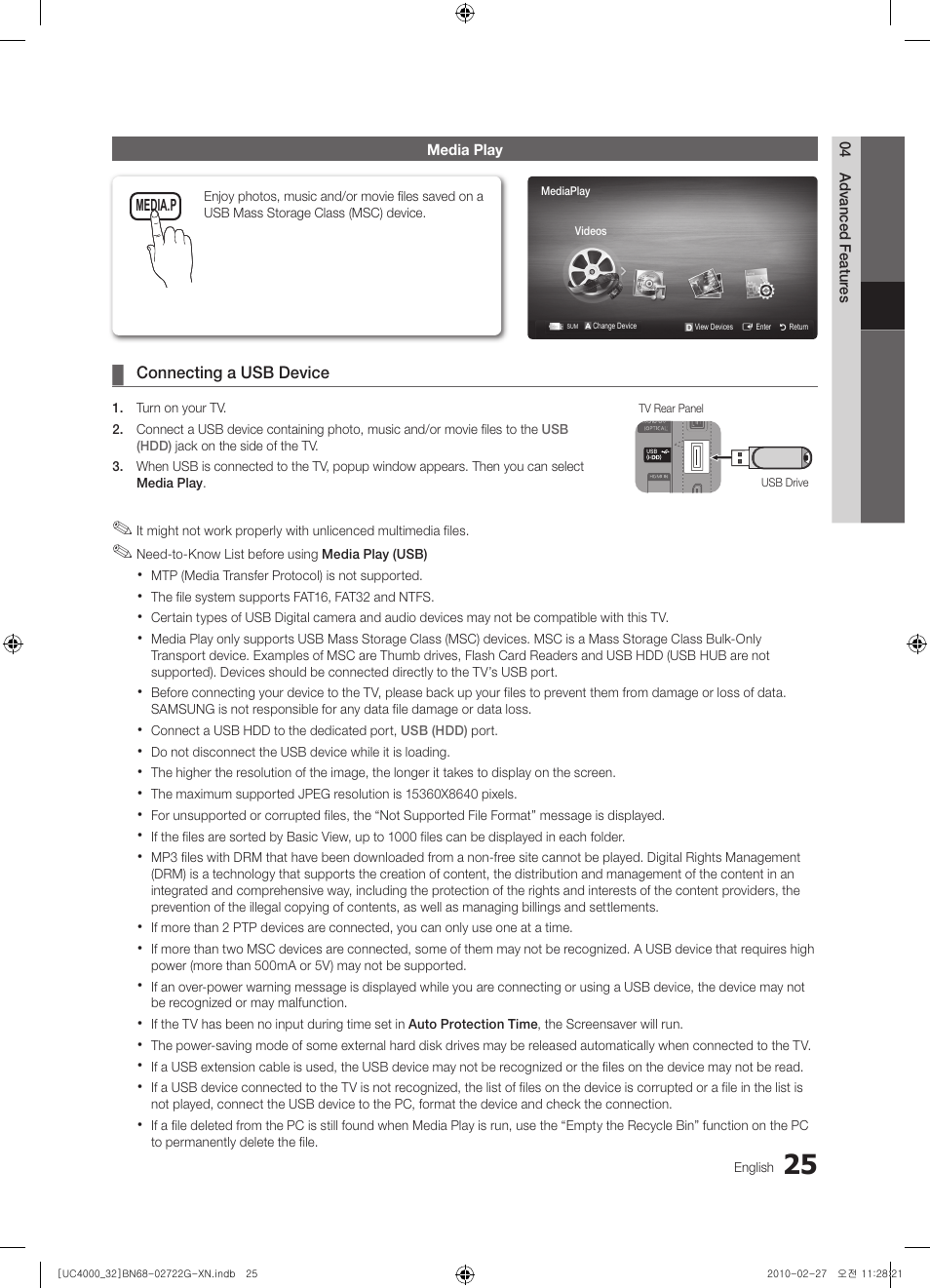 Samsung UE32C4000PW User Manual | Page 25 / 177