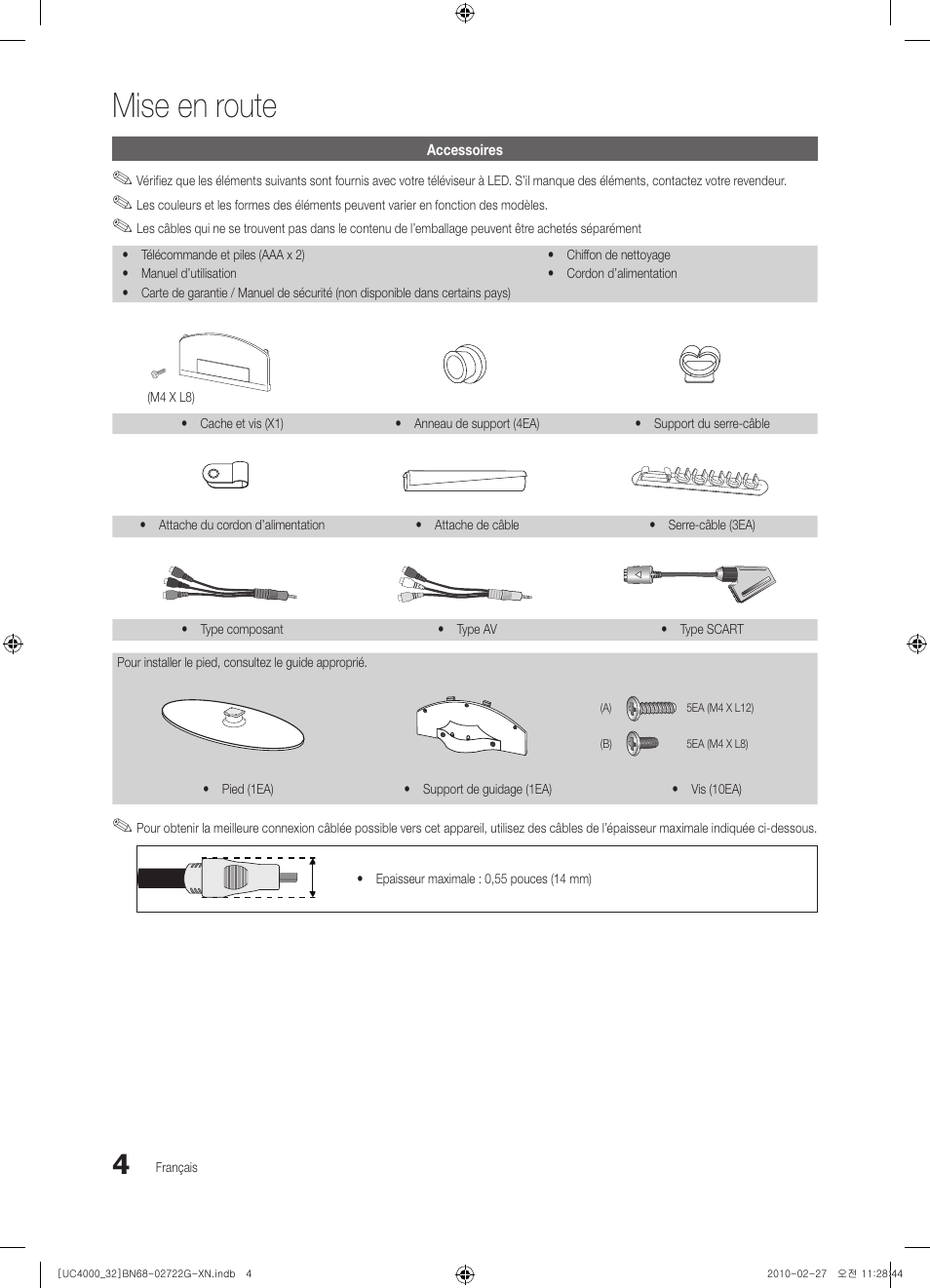 Mise en route | Samsung UE32C4000PW User Manual | Page 48 / 177