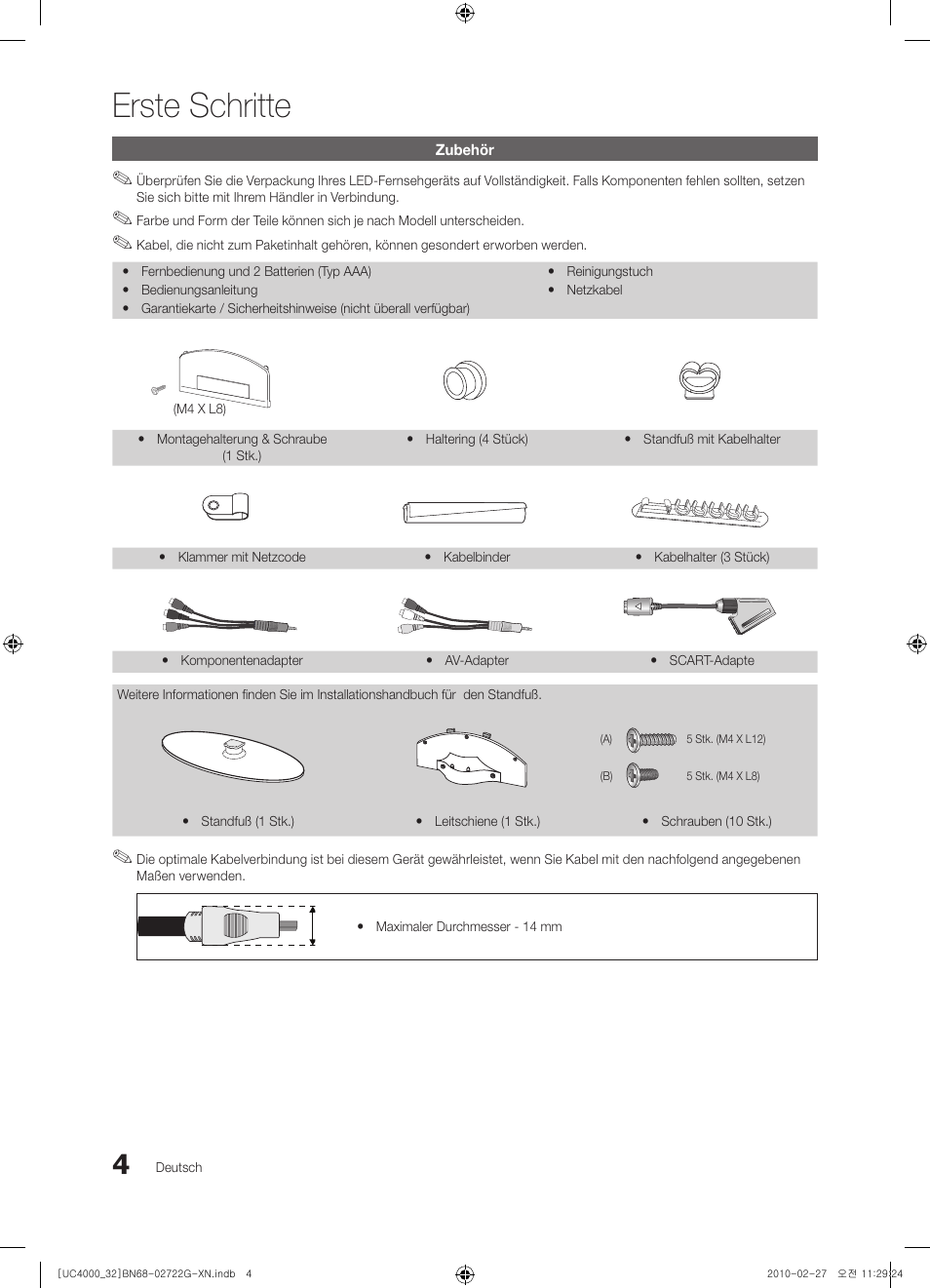 Erste schritte | Samsung UE32C4000PW User Manual | Page 92 / 177