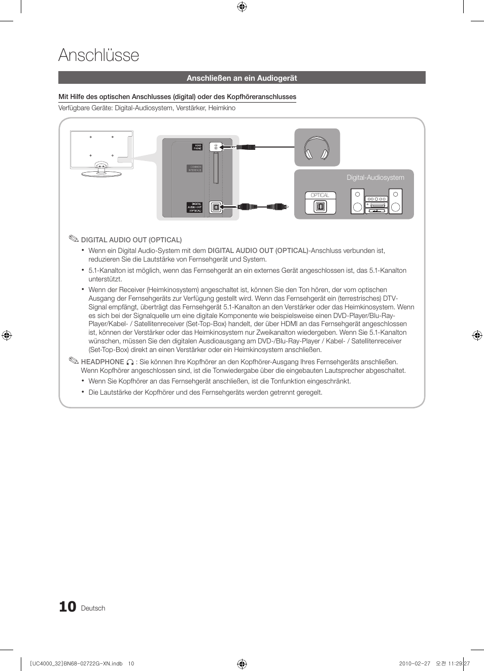 Anschlüsse | Samsung UE32C4000PW User Manual | Page 98 / 177