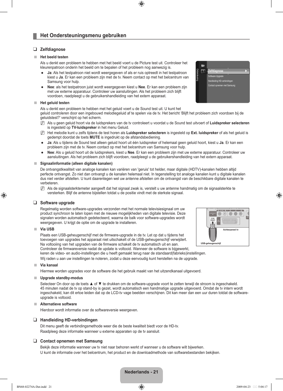 Het ondersteuningsmenu gebruiken | Samsung LE32B530P7N User Manual | Page 113 / 282