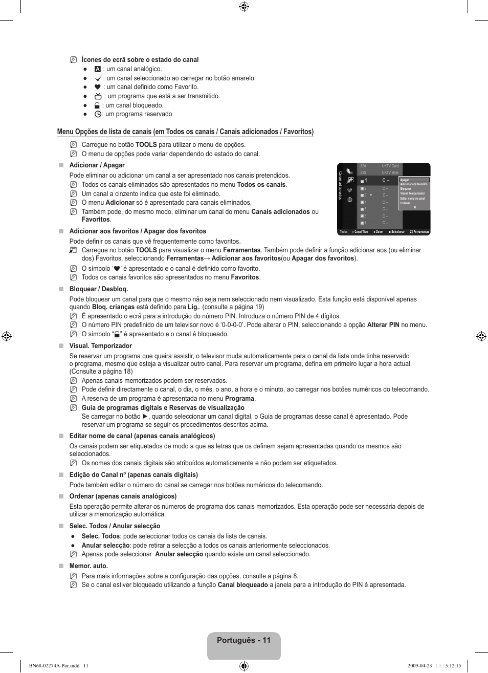Português - 11 | Samsung LE32B530P7N User Manual | Page 195 / 282