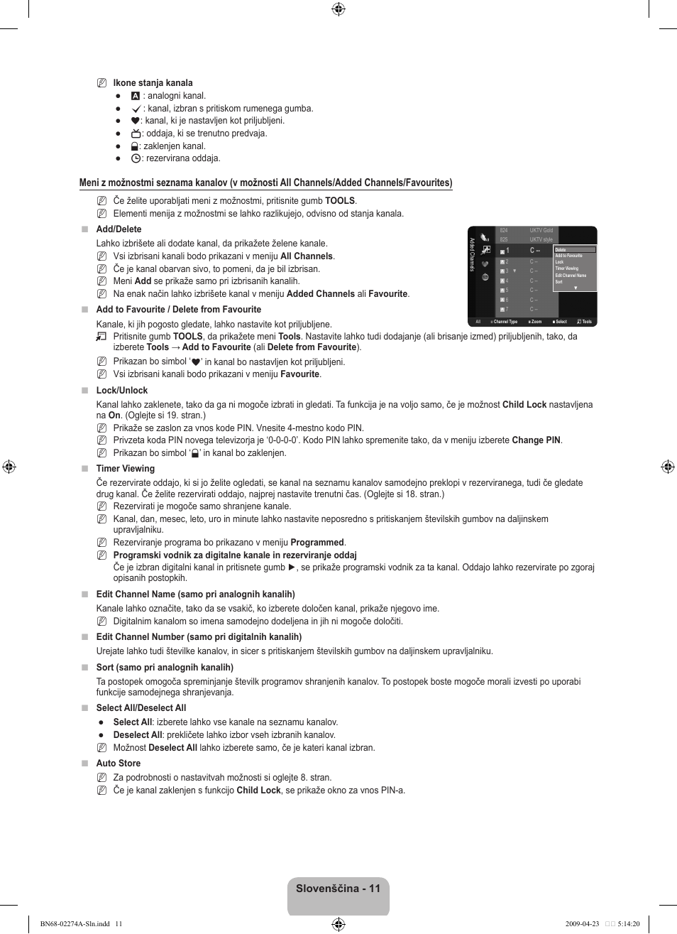 Slovenščina | Samsung LE32B530P7N User Manual | Page 225 / 282