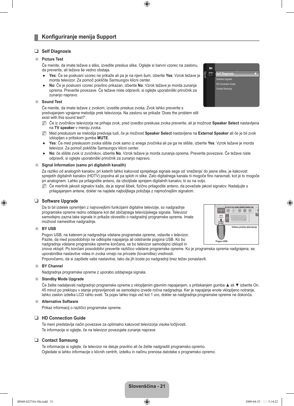 Konfiguriranje menija support | Samsung LE32B530P7N User Manual | Page 235 / 282