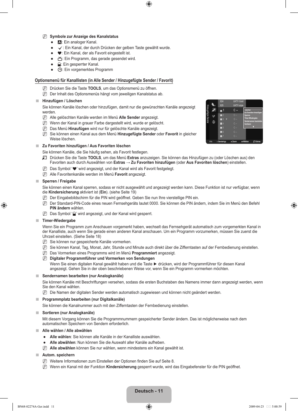 Deutsch - 11 | Samsung LE32B530P7N User Manual | Page 73 / 282