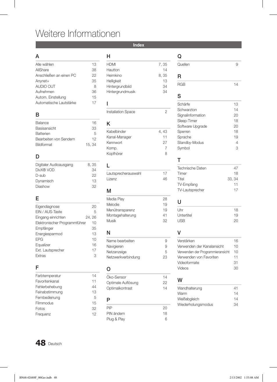 Weitere informationen | Samsung LE32C550J1W User Manual | Page 96 / 194
