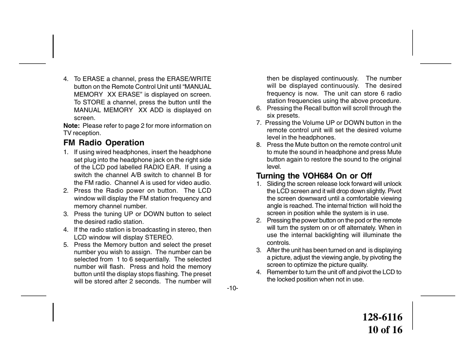 Audiovox VOH684 User Manual | Page 10 / 16