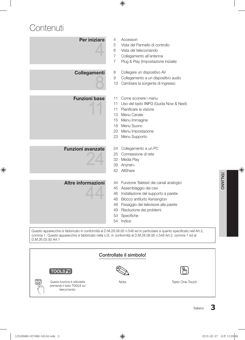 Contenuti | Samsung UE37C6000RW User Manual | Page 165 / 217