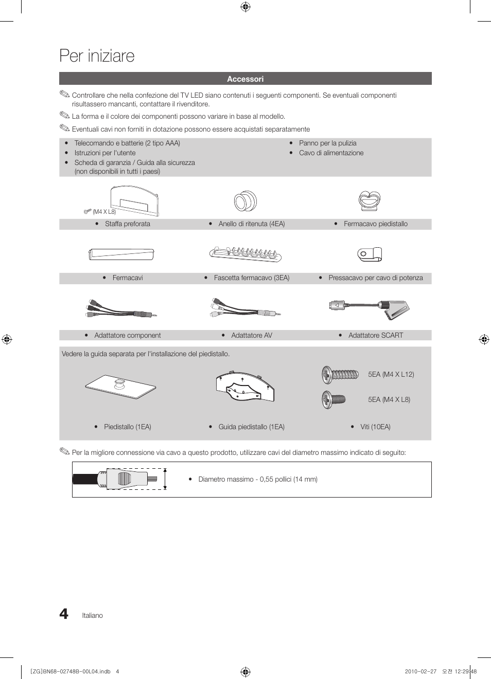 Per iniziare | Samsung UE37C6000RW User Manual | Page 166 / 217