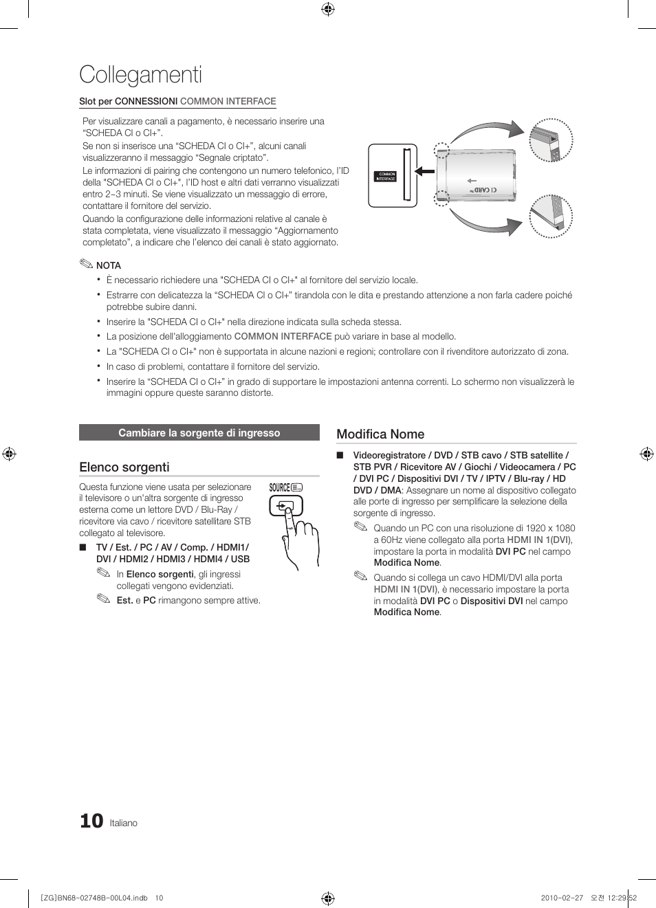 Collegamenti | Samsung UE37C6000RW User Manual | Page 172 / 217