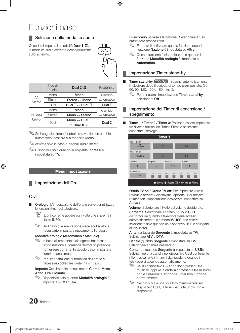 Funzioni base | Samsung UE37C6000RW User Manual | Page 182 / 217