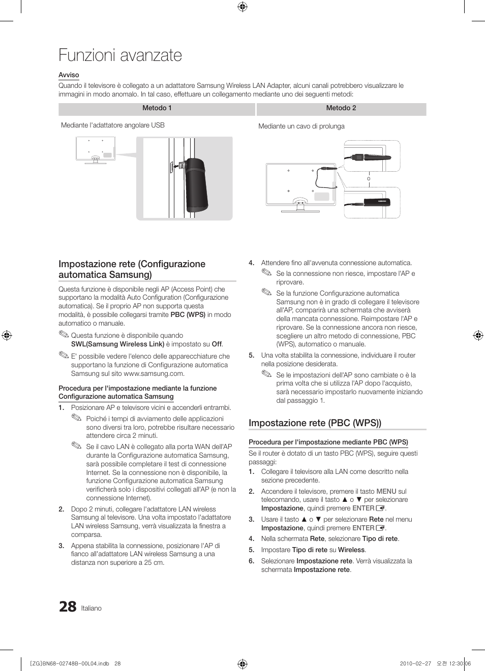 Funzioni avanzate | Samsung UE37C6000RW User Manual | Page 190 / 217