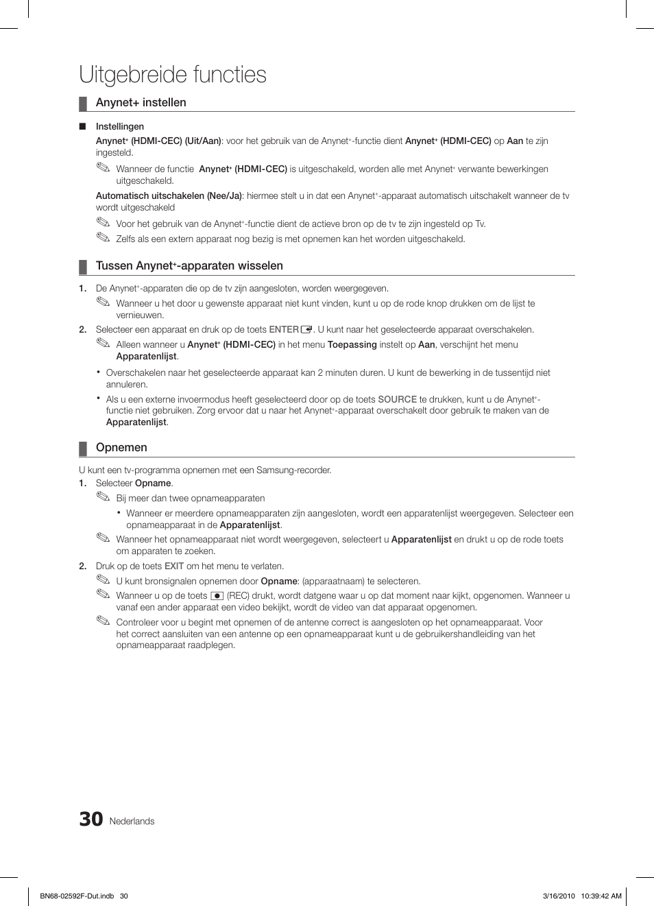 Uitgebreide functies | Samsung LE32C450E1W User Manual | Page 147 / 157