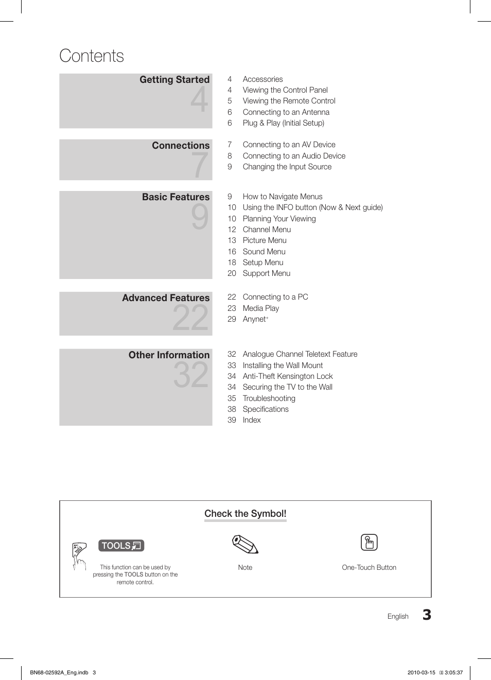 Samsung LE32C450E1W User Manual | Page 3 / 157
