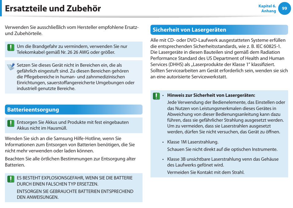 Ersatzteile und zubehör | Samsung NP450R5GE User Manual | Page 100 / 122