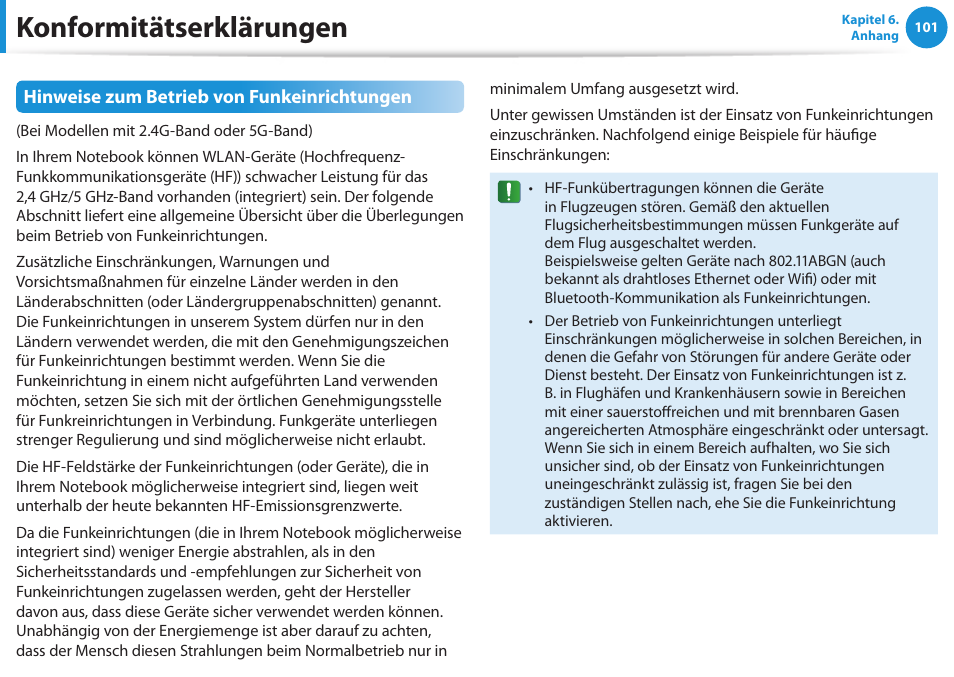 Konformitätserklärungen | Samsung NP450R5GE User Manual | Page 102 / 122