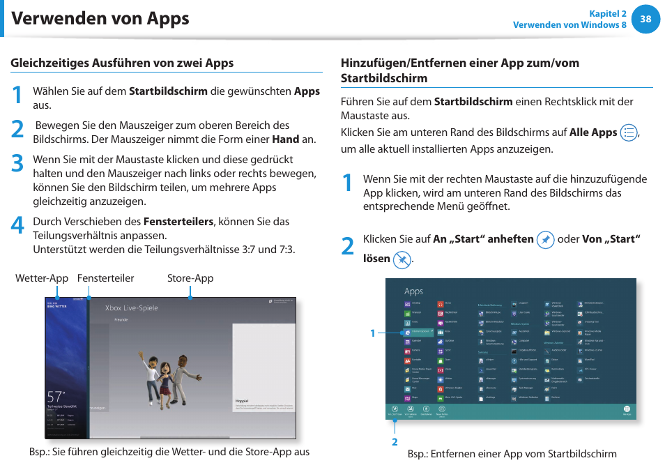 Verwenden von apps | Samsung NP450R5GE User Manual | Page 39 / 122