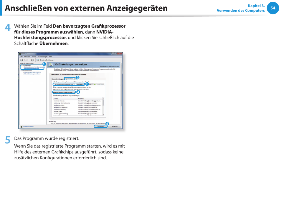 Anschließen von externen anzeigegeräten | Samsung NP450R5GE User Manual | Page 55 / 122
