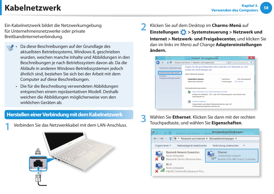 Kabelnetzwerk | Samsung NP450R5GE User Manual | Page 59 / 122