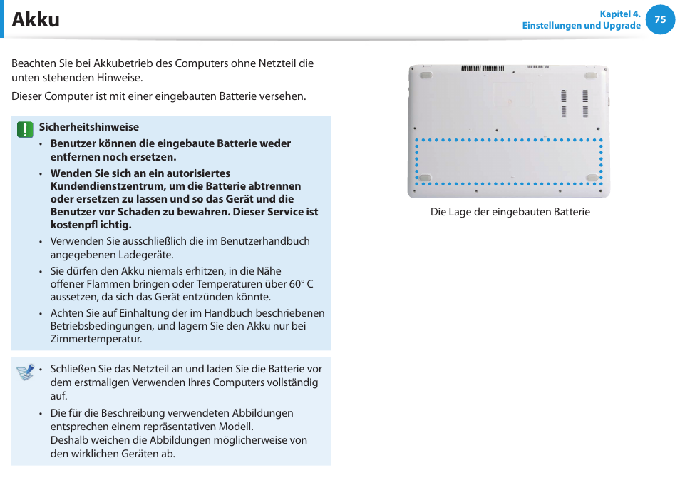 Akku | Samsung NP450R5GE User Manual | Page 76 / 122