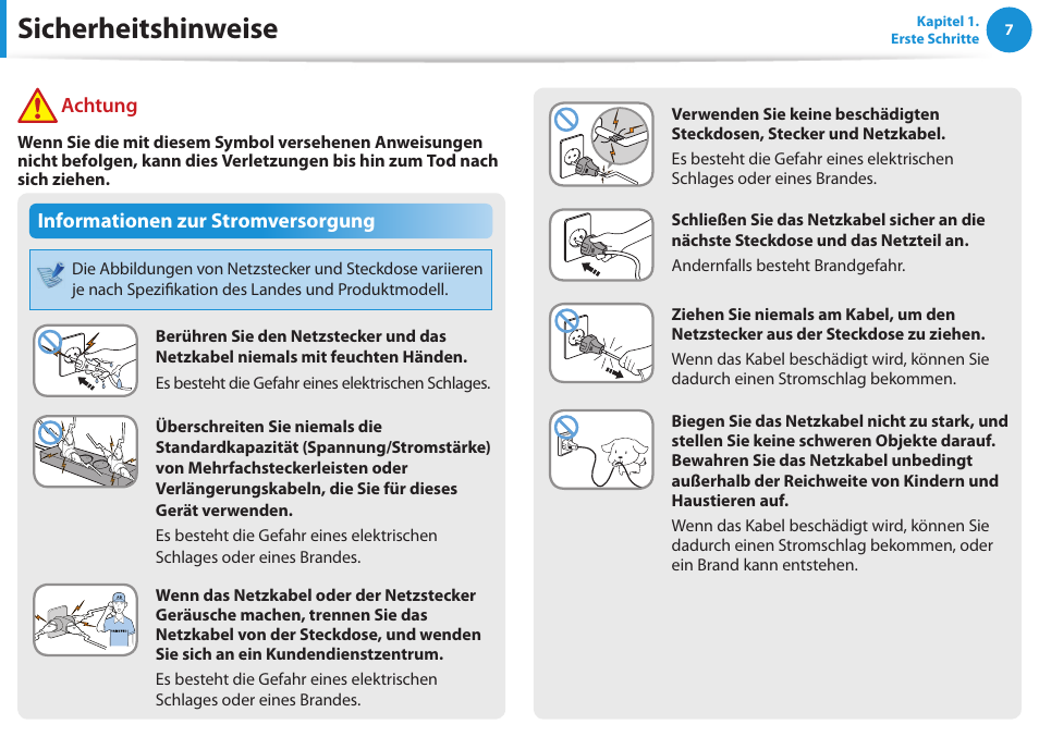 Sicherheitshinweise | Samsung NP450R5GE User Manual | Page 8 / 122