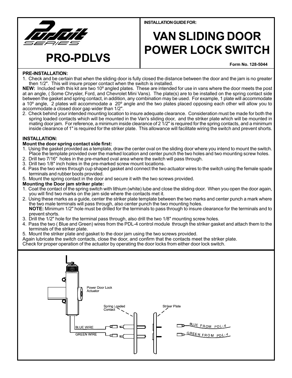 Audiovox PRO-PDLVS User Manual | 1 page