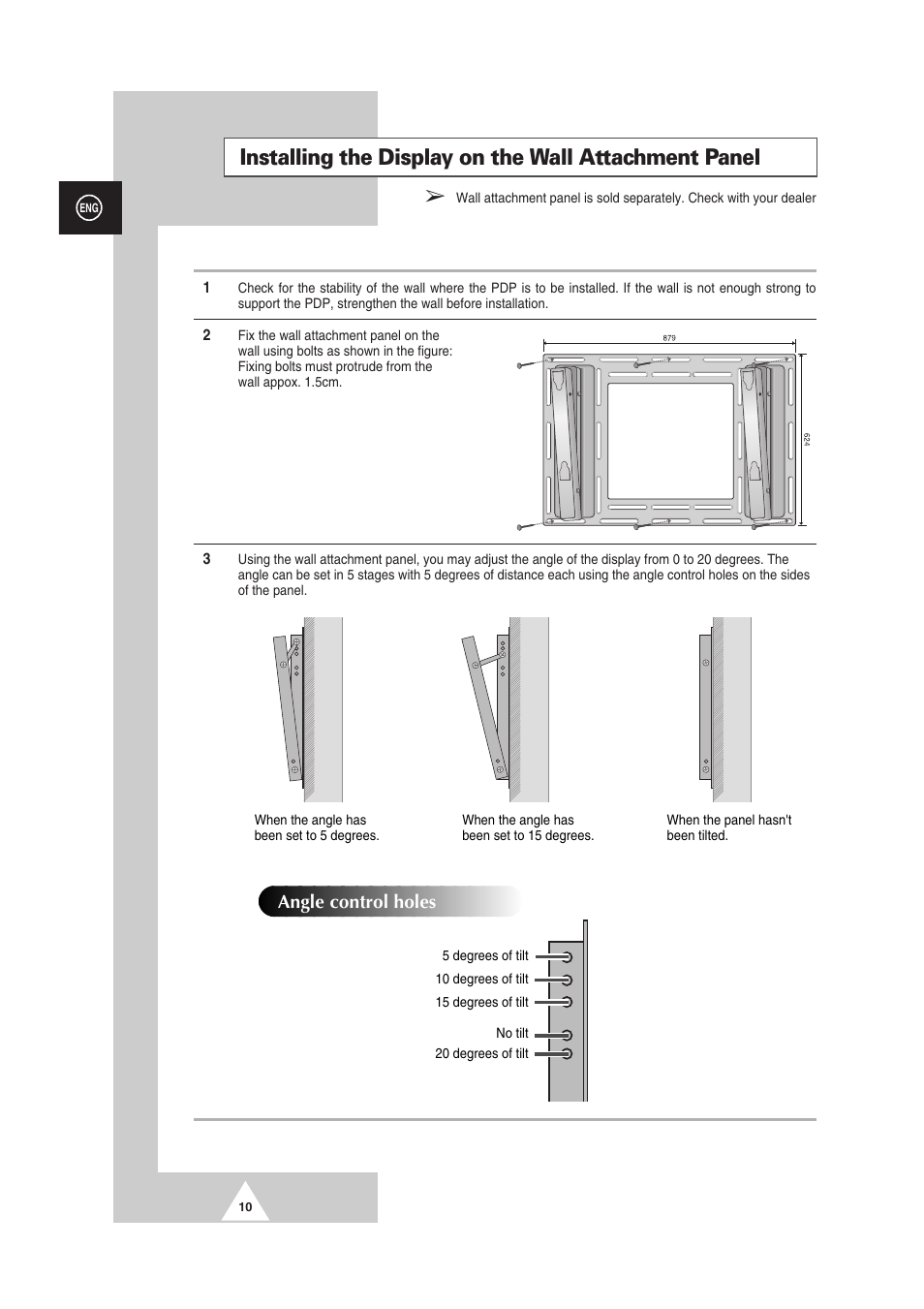 Angle control holes | Samsung PS-50P2HT User Manual | Page 10 / 337