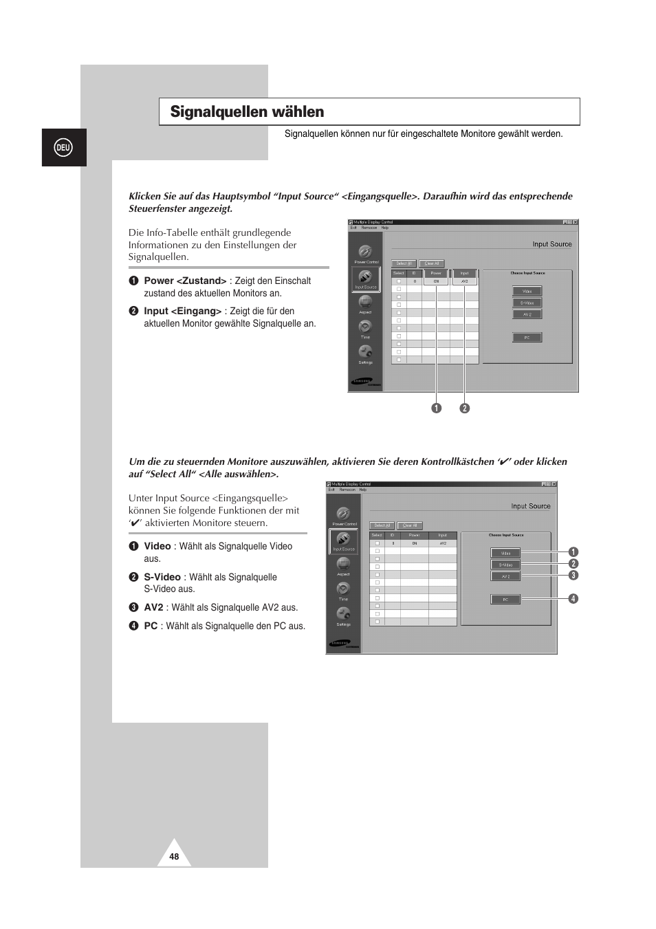 Signalquellen wählen | Samsung PS-50P2HT User Manual | Page 104 / 337