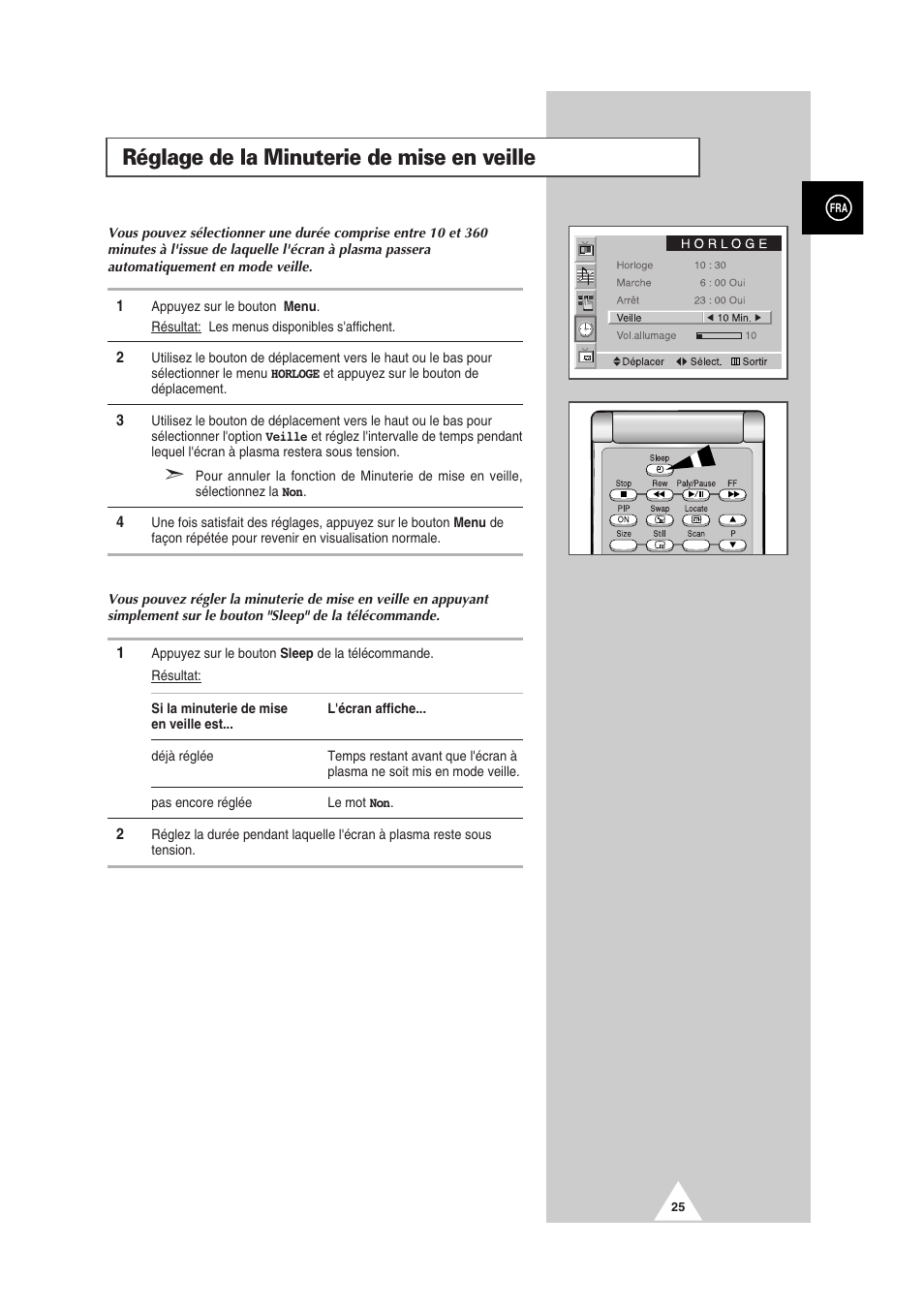 Réglage de la minuterie de mise en veille | Samsung PS-50P2HT User Manual | Page 137 / 337