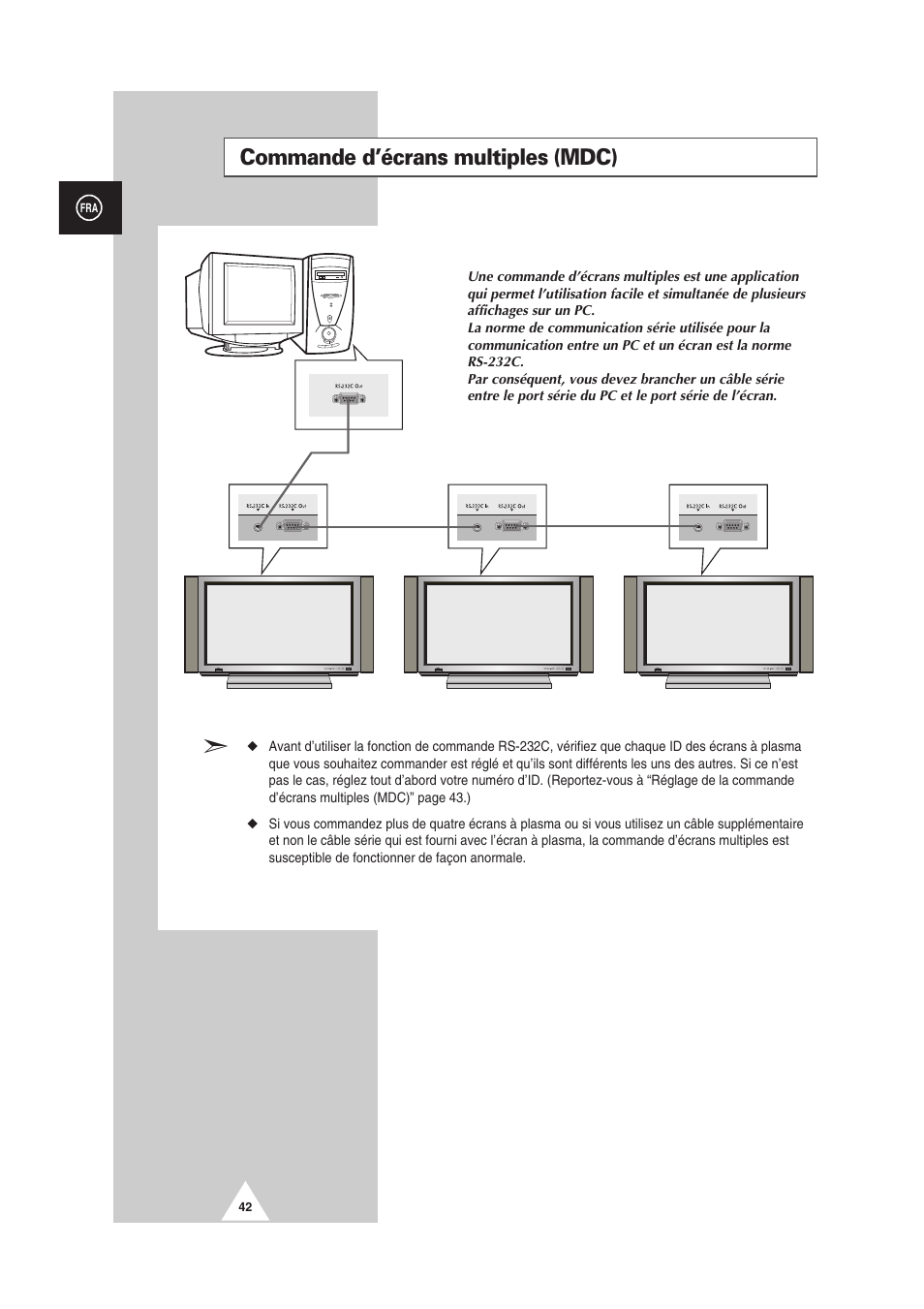 Commande d’écrans multiples (mdc) | Samsung PS-50P2HT User Manual | Page 154 / 337