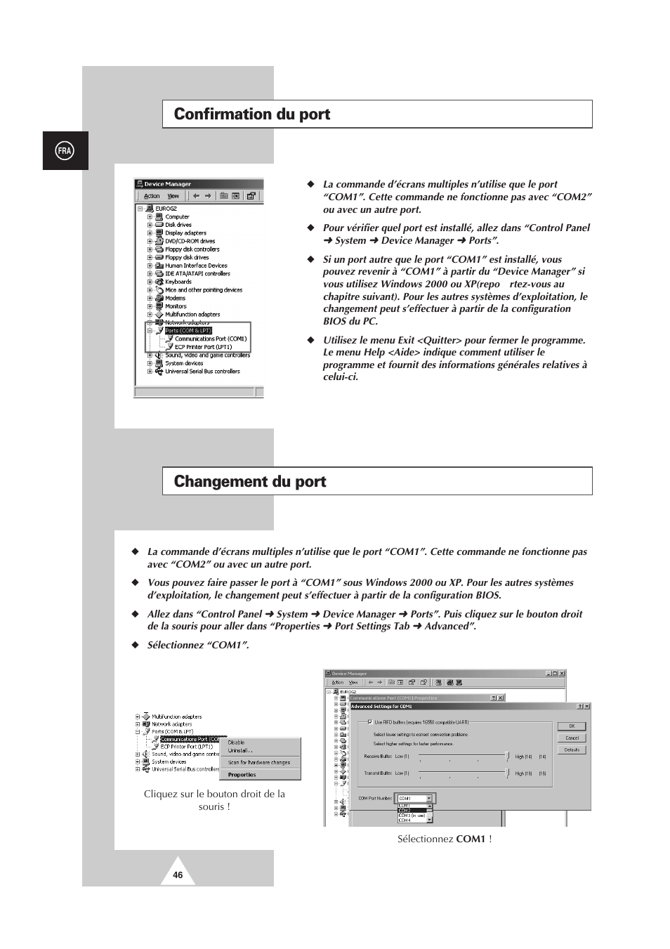 Confirmation du port, Changement du port | Samsung PS-50P2HT User Manual | Page 158 / 337