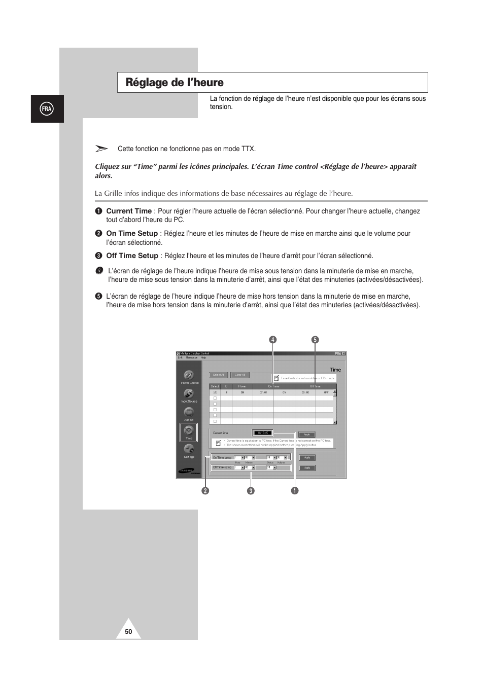 Réglage de l’heure | Samsung PS-50P2HT User Manual | Page 162 / 337
