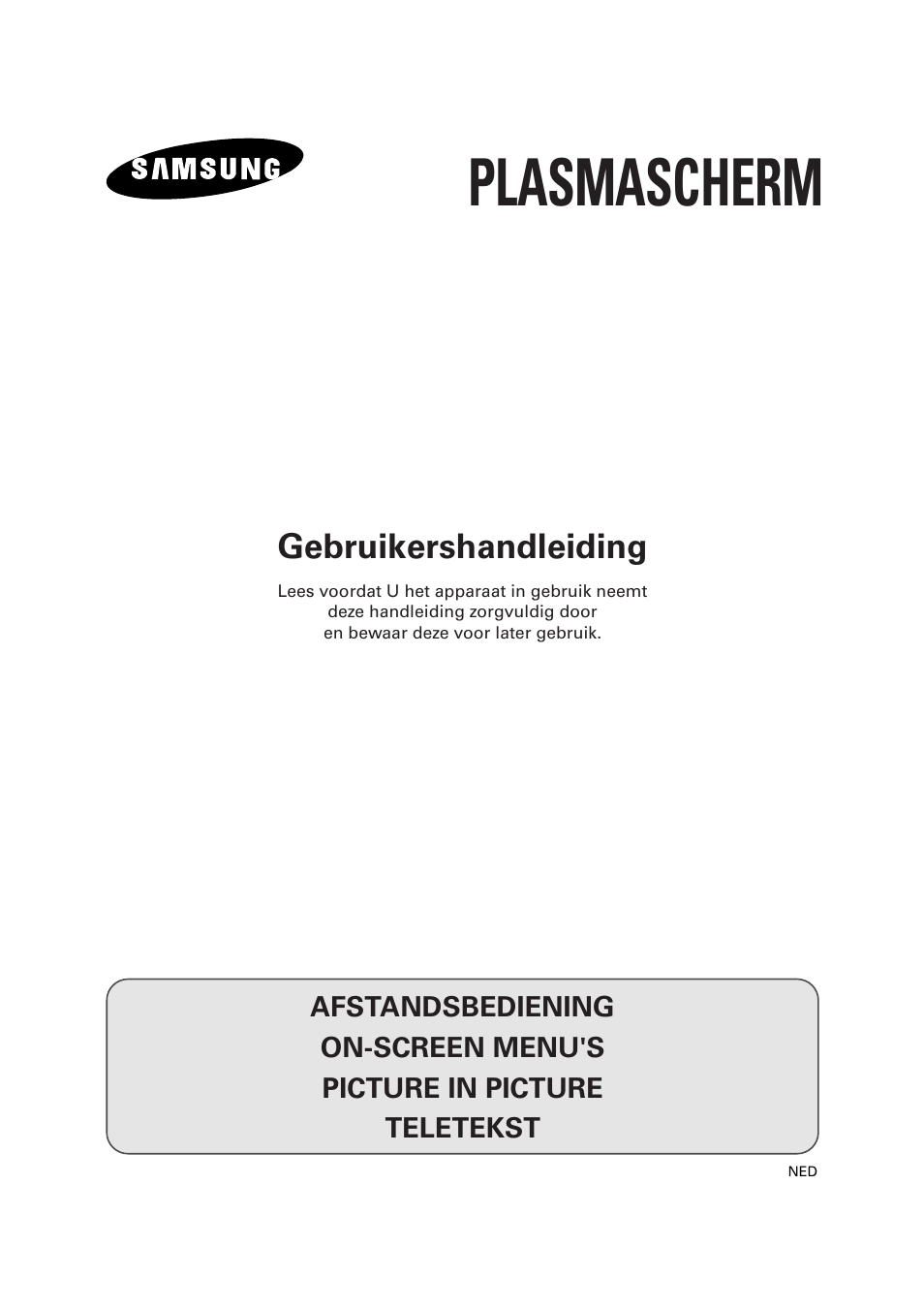 Plasmascherm, Gebruikershandleiding | Samsung PS-50P2HT User Manual | Page 169 / 337