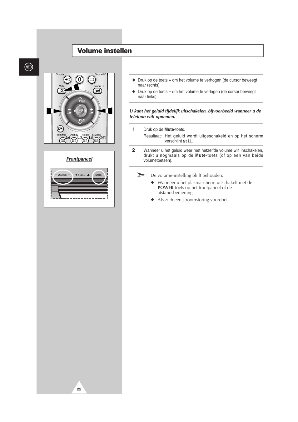 Volume instellen | Samsung PS-50P2HT User Manual | Page 190 / 337