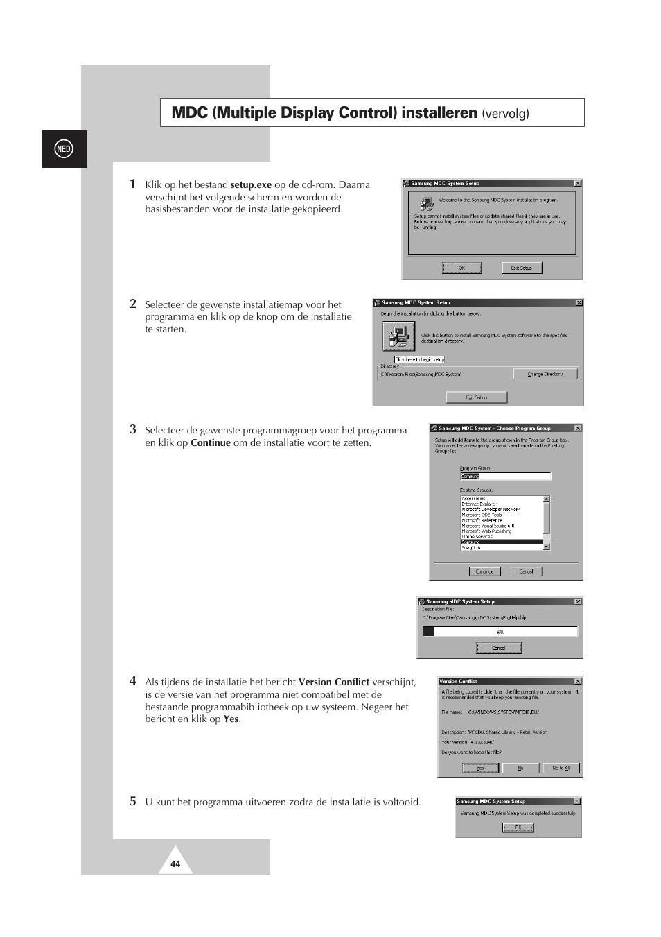 Mdc (multiple display control) installeren | Samsung PS-50P2HT User Manual | Page 212 / 337