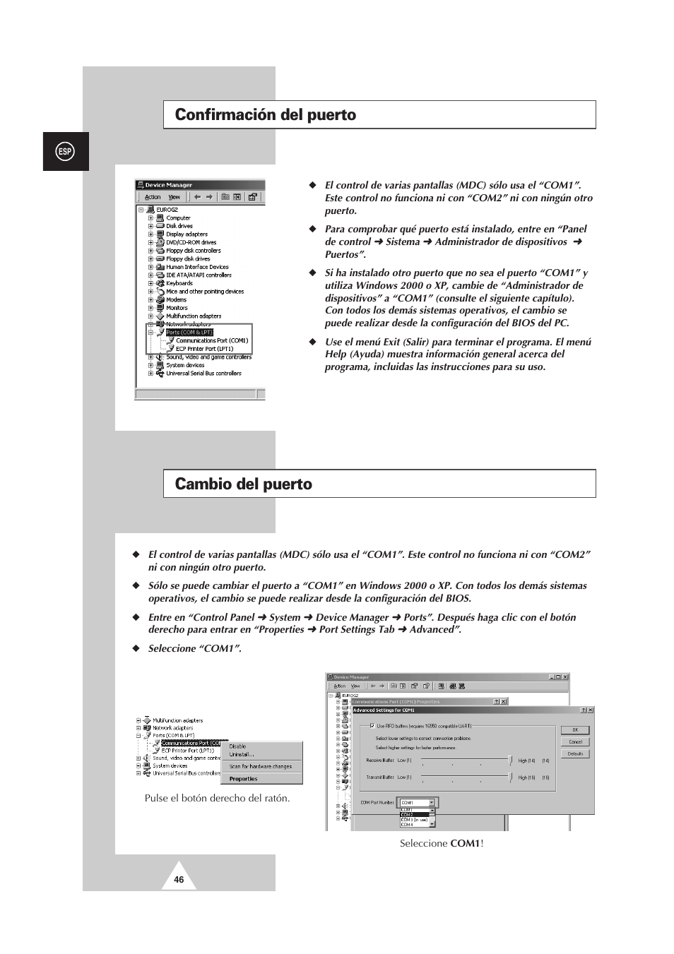 Confirmación del puerto, Cambio del puerto | Samsung PS-50P2HT User Manual | Page 270 / 337