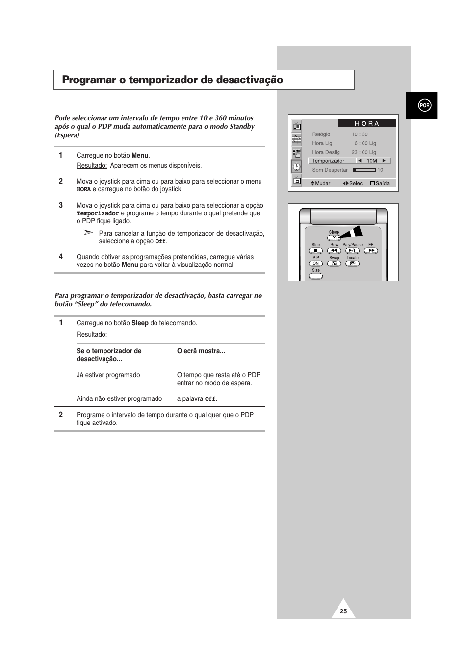 Programar o temporizador de desactivação | Samsung PS-50P2HT User Manual | Page 305 / 337