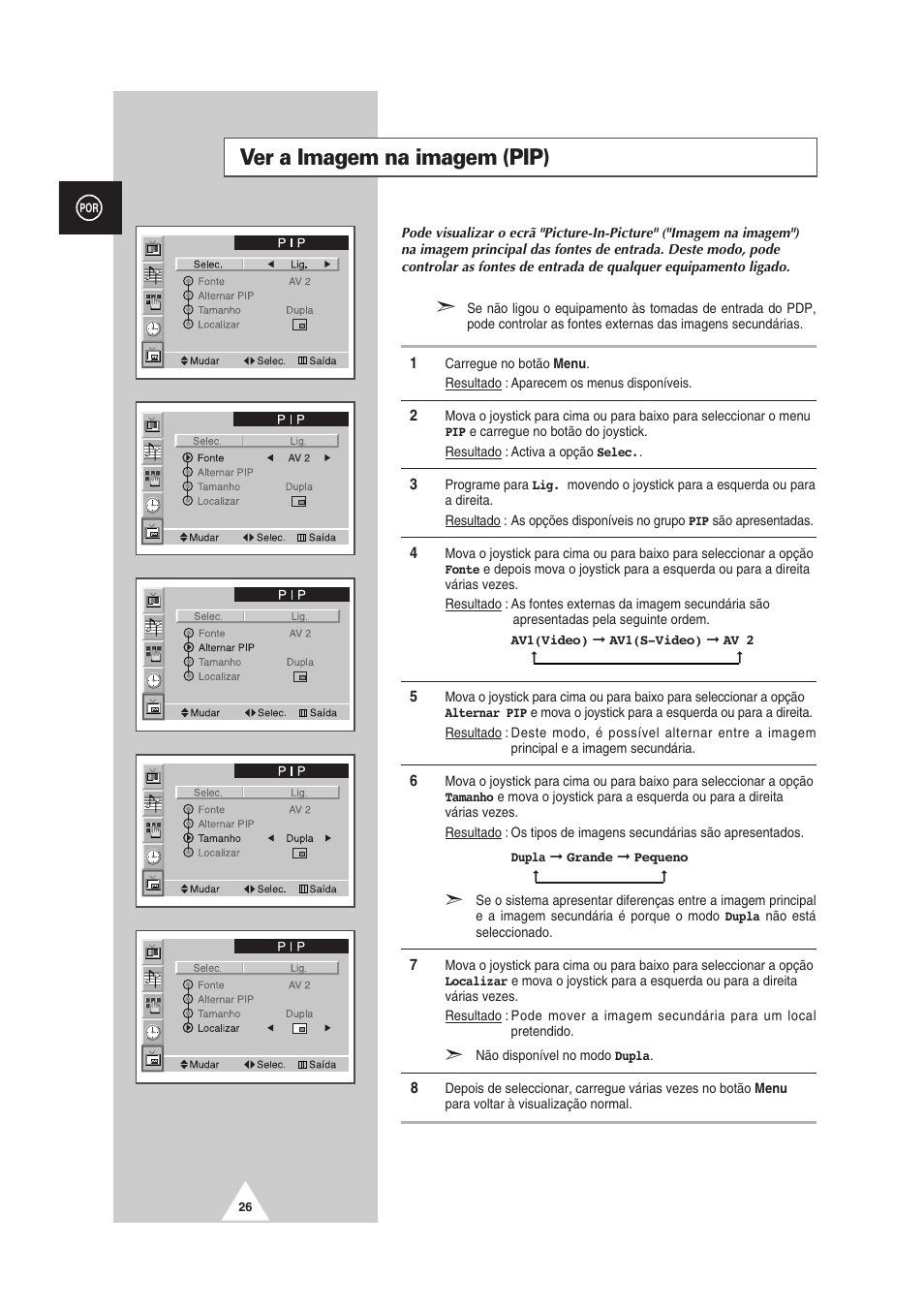 Ver a imagem na imagem (pip) | Samsung PS-50P2HT User Manual | Page 306 / 337
