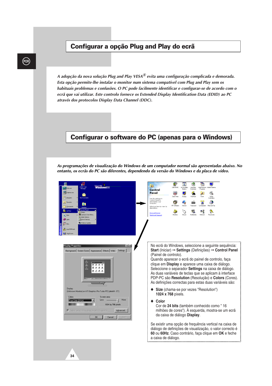 Configurar a opção plug and play do ecrã | Samsung PS-50P2HT User Manual | Page 314 / 337