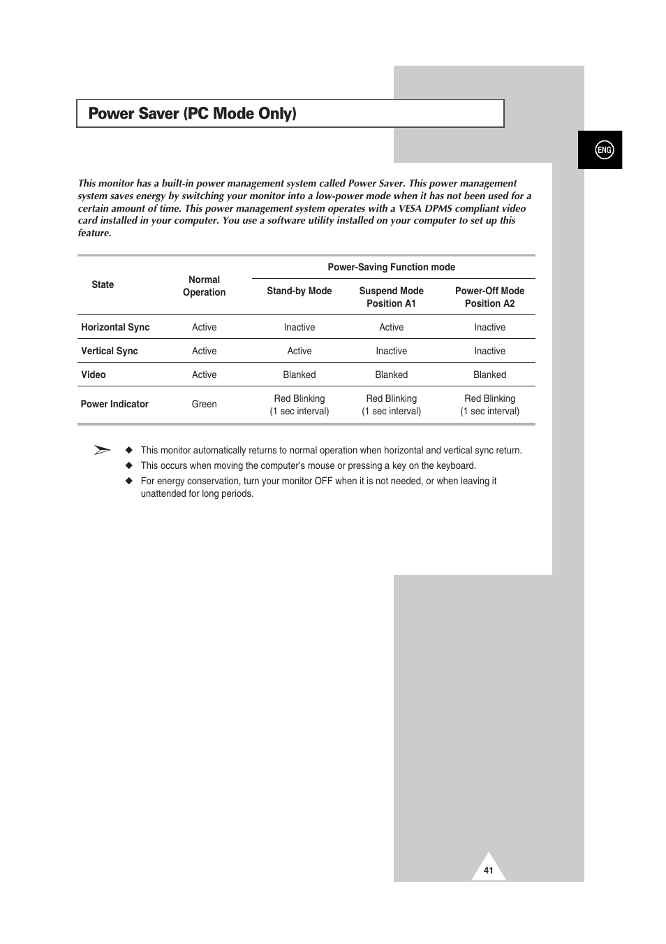 Power saver (pc mode only) | Samsung PS-50P2HT User Manual | Page 41 / 337