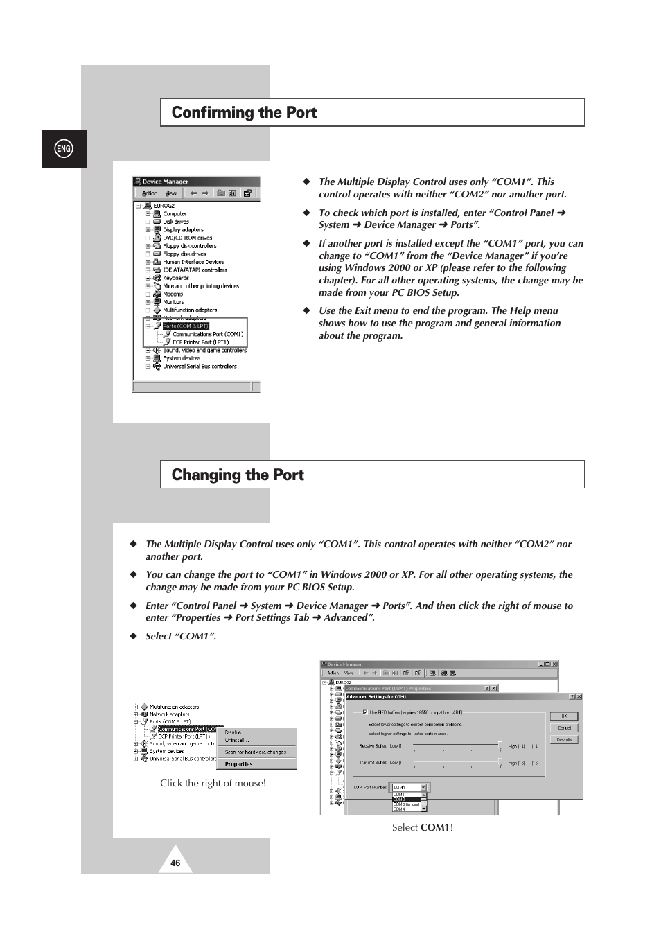 Confirming the port, Changing the port | Samsung PS-50P2HT User Manual | Page 46 / 337